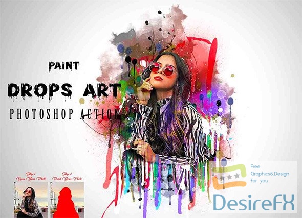 CreativeMarket - Paint Drops Art Photoshop Action - 13467321