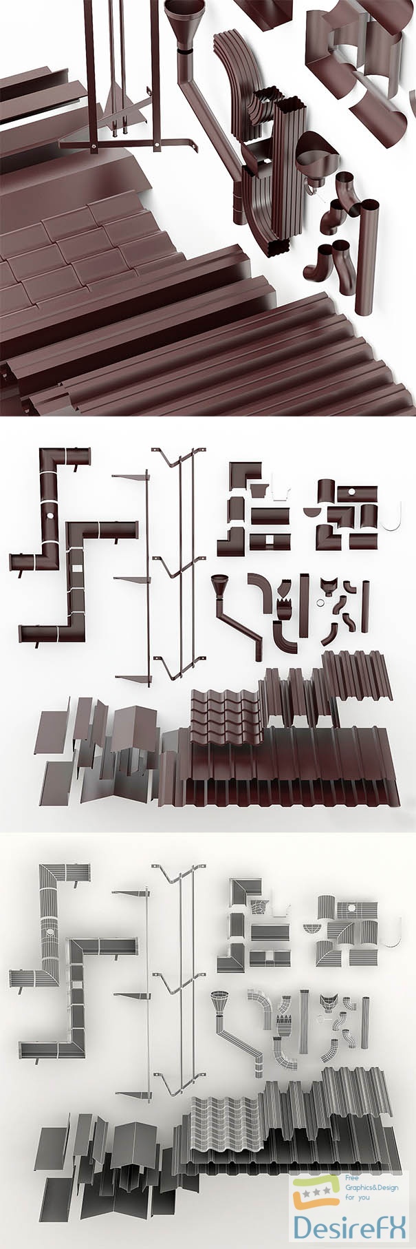 Elements of a roof 3D Model