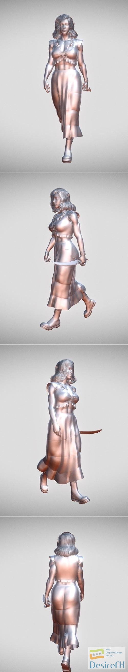 Elf Girl Walking 3D Print