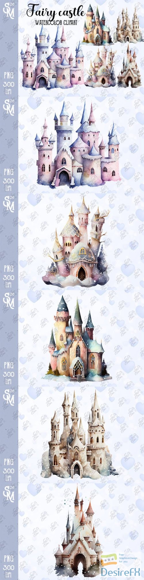 Fairy Castle - Watercolor Clipart Bundle