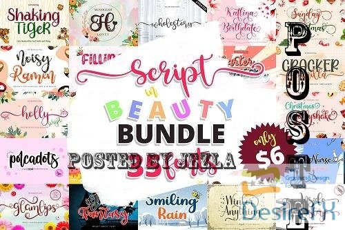 Font Bundles - Script in Beauty 35 Cursive & Display Fonts - 1396787