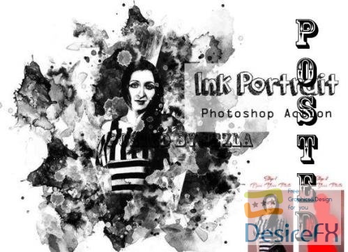 Ink Portrait Photoshop Action - 13448421