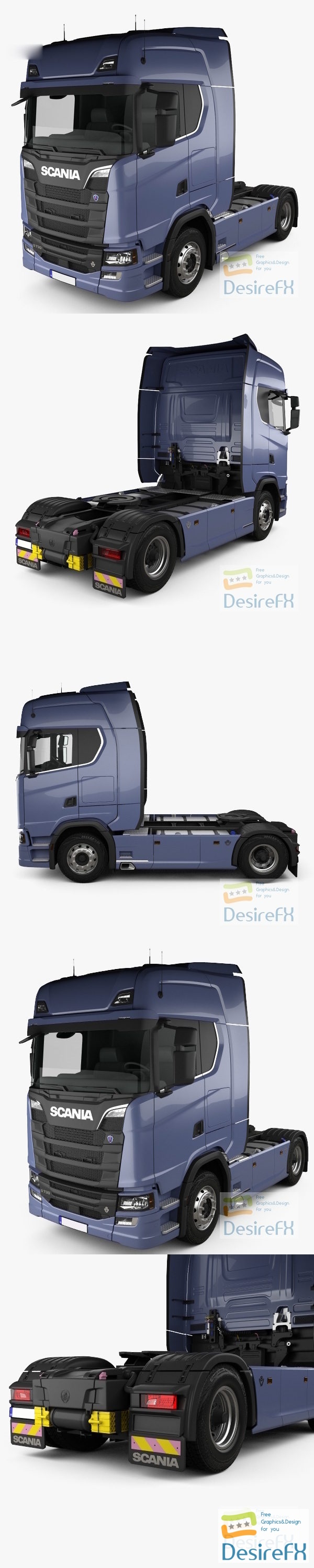 Scania S 730 Highline Tractor Truck 2-axle 2016 3D Model