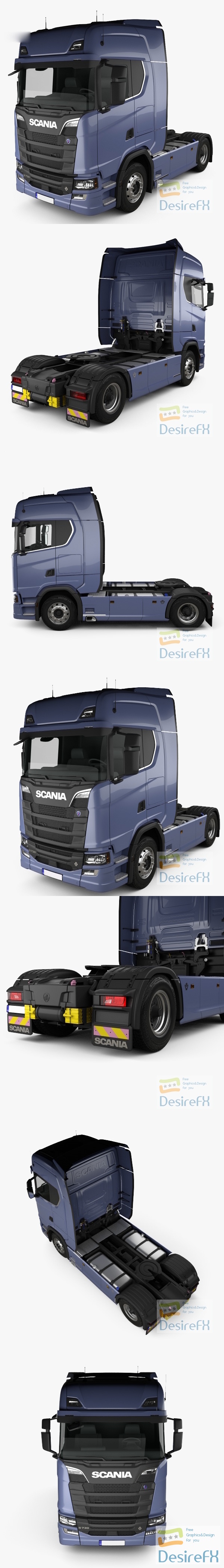 Scania S 730 Highline Tractor Truck 2-axle 2016 3D Model