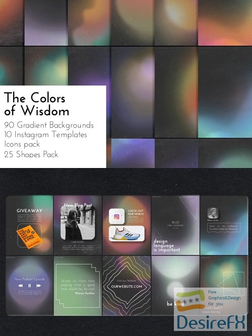 The Colors of Wisdom - Instagram PSD Templates & Vintage Gradient Backgrounds