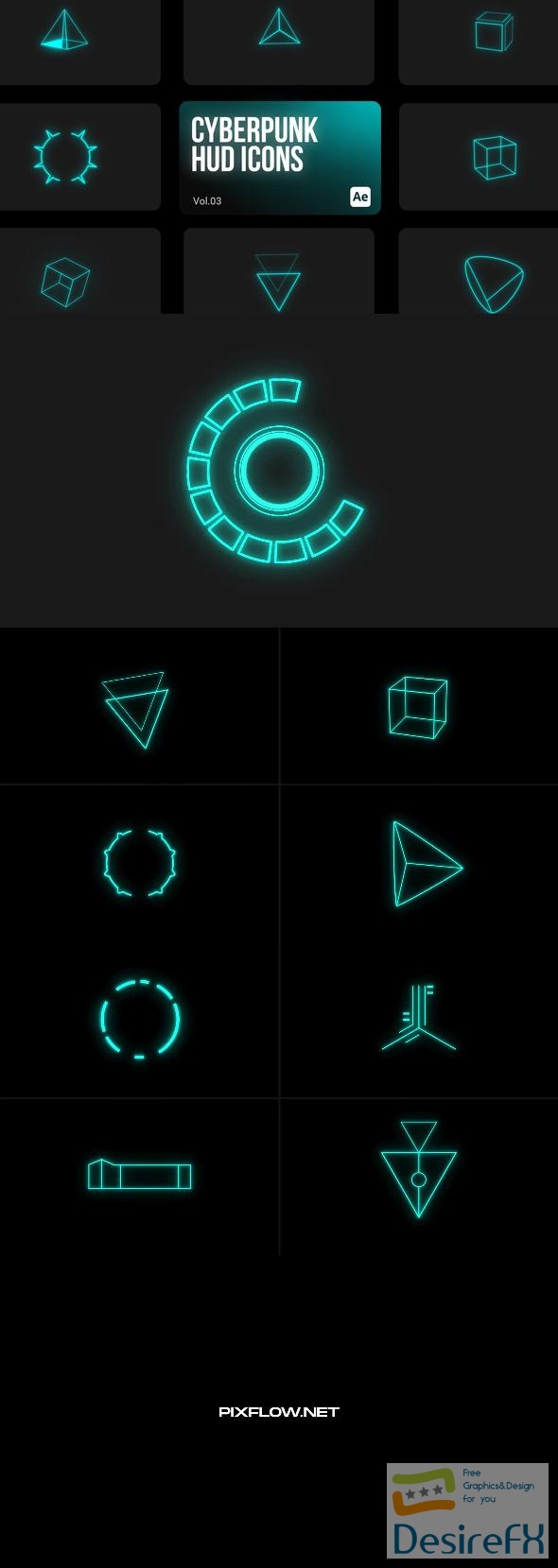 VideoHive Cyberpunk HUD Icons 03 for After Effects 44063365