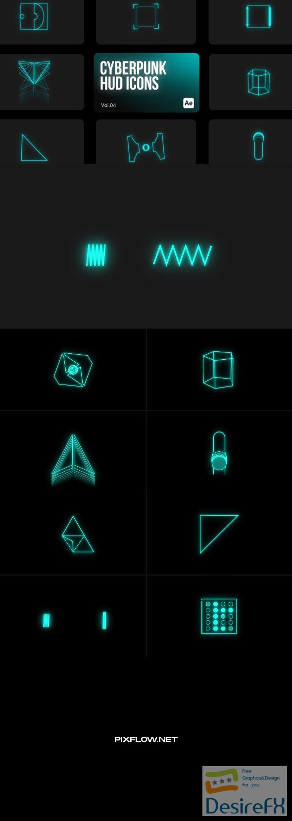 VideoHive Cyberpunk HUD Icons 04 for After Effects 44063385