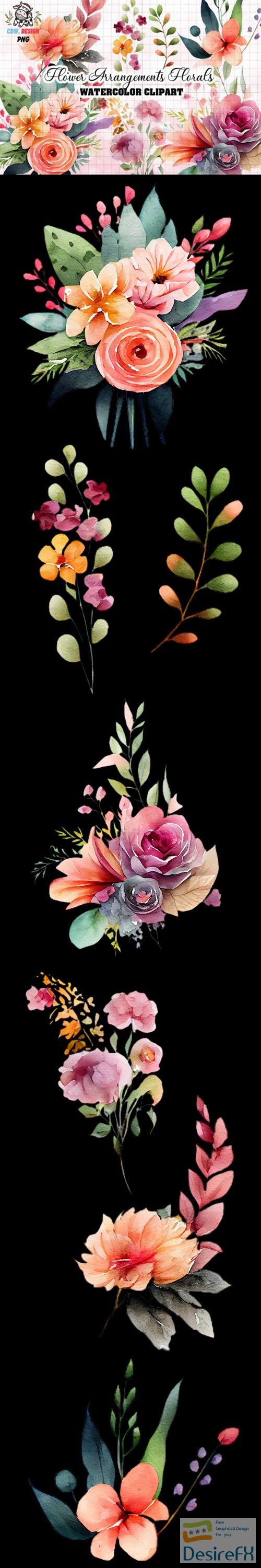 Watercolor Flower Arrangements Clipart