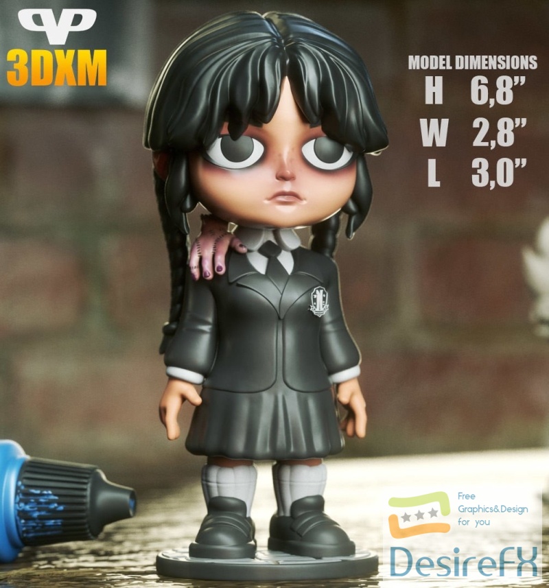 Wednesday Addams Chibi  3D Print