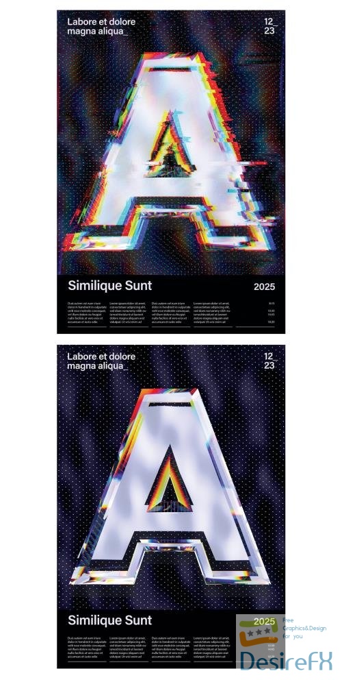 Adobestock - Modern Abstract Poster Layout with Colorful Glitch Backdrop 403481153