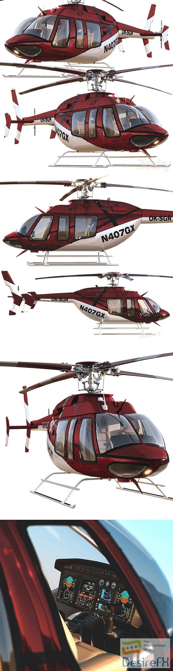 Bell 407 Helicopter 3D Model