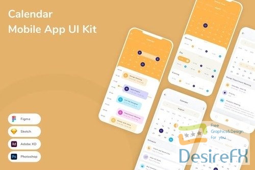 Calendar Mobile App UI Kit KWLBH8F
