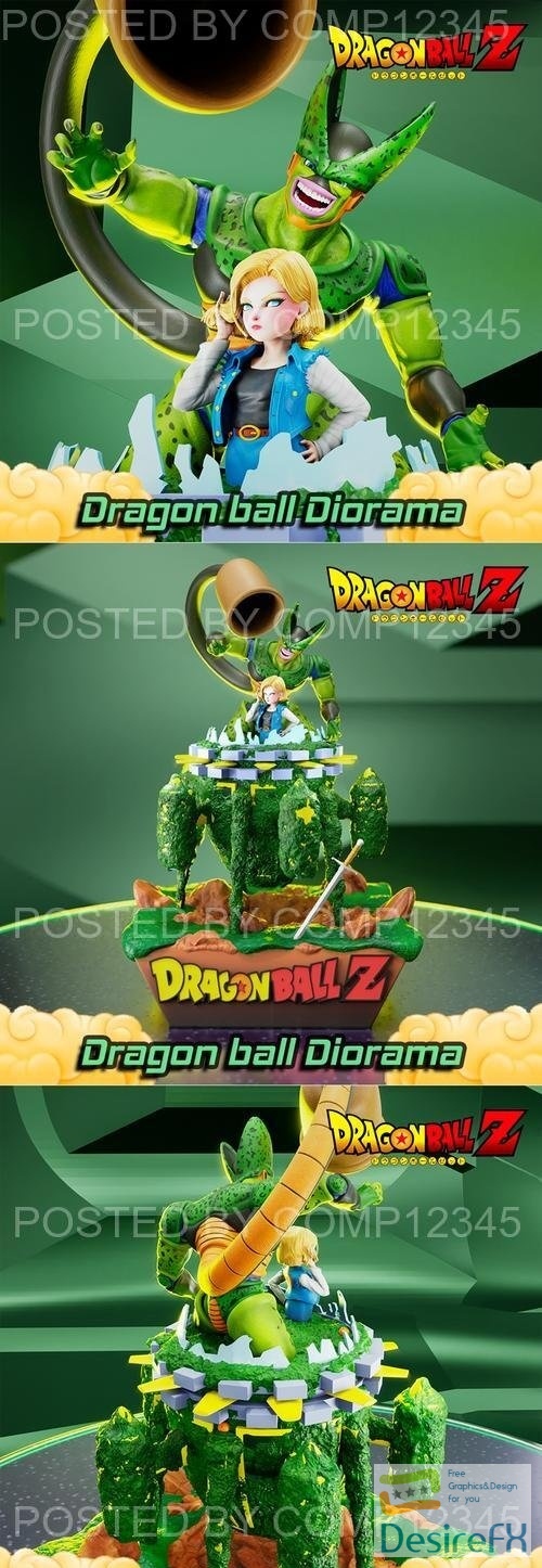 Dragon Ball Saga Cell Diorama 3D Print