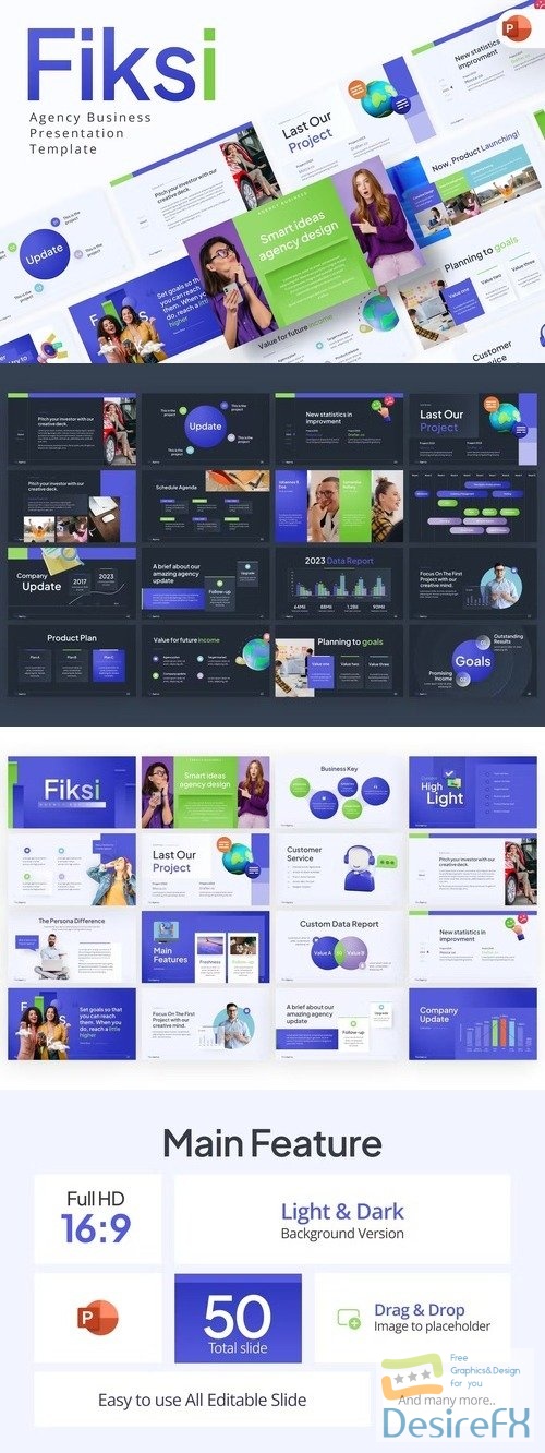 Fiksi Agency Business PowerPoint Template