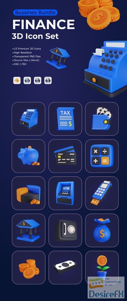Finance 3D Icon Set