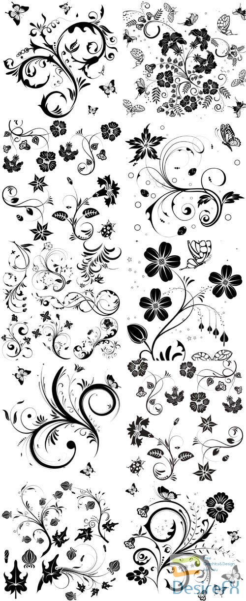 Floral, frame, dividers, scrolls, line, curls, patterns, borders, design elements, calligraphic, ornaments, decorative hand drawn vector set