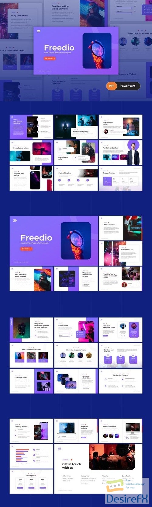 Freedio - Video Project PowerPoint, Keynote and Google Slides Template