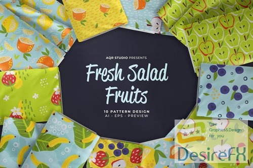 Fresh Salad Fruits - Seamless Pattern