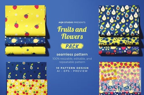 Fruits and Flowers - Seamless Pattern