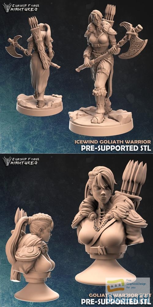Goliath female warrior character and bust  3D Print