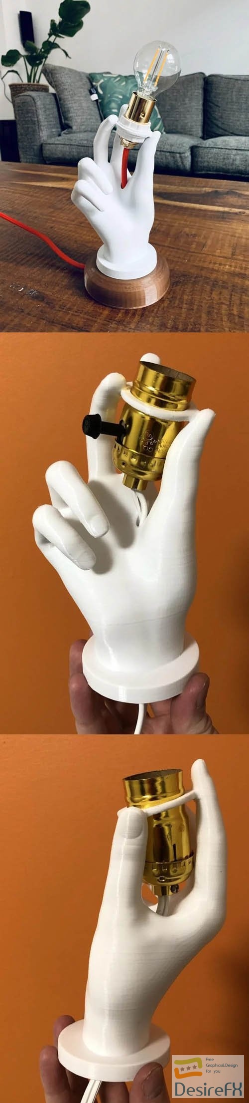 Hand Bolb Lamp Holder 3D Print Model
