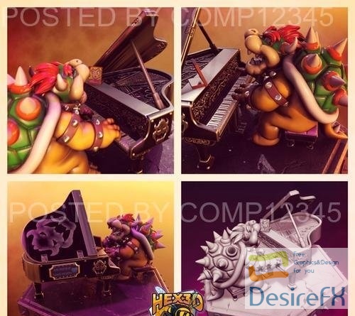 Hex3D - Bowser Peaches Piano Pedals 3D Print