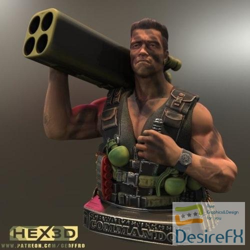 Hex3D - Commando Bust  3D Print