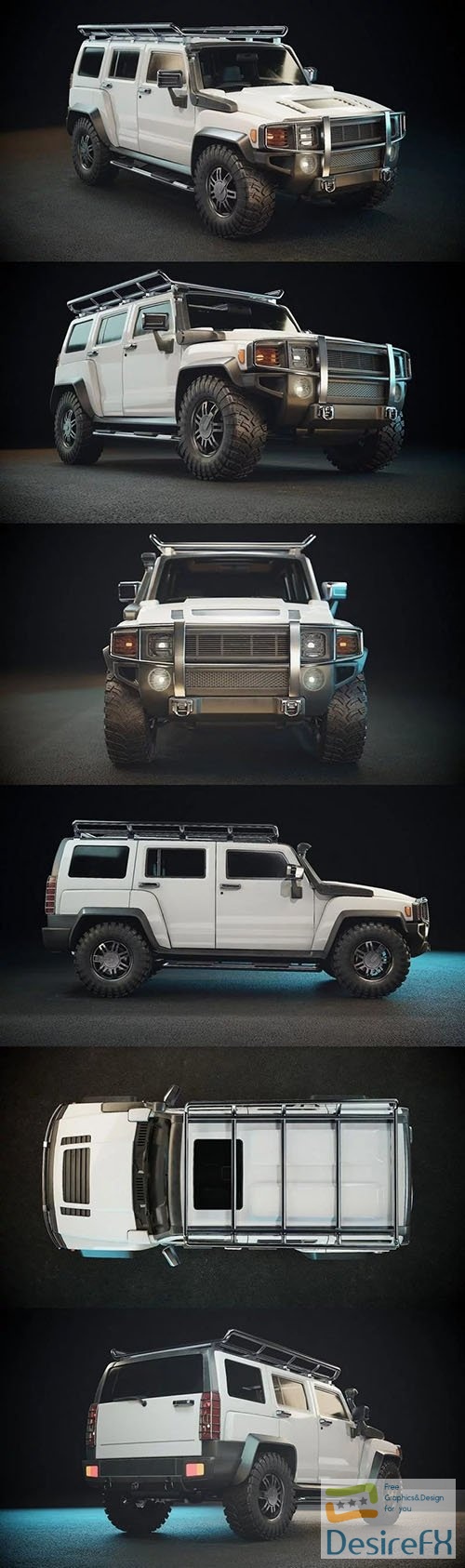 Hummer H3 Middle poly Tuning Variation white - 3d model