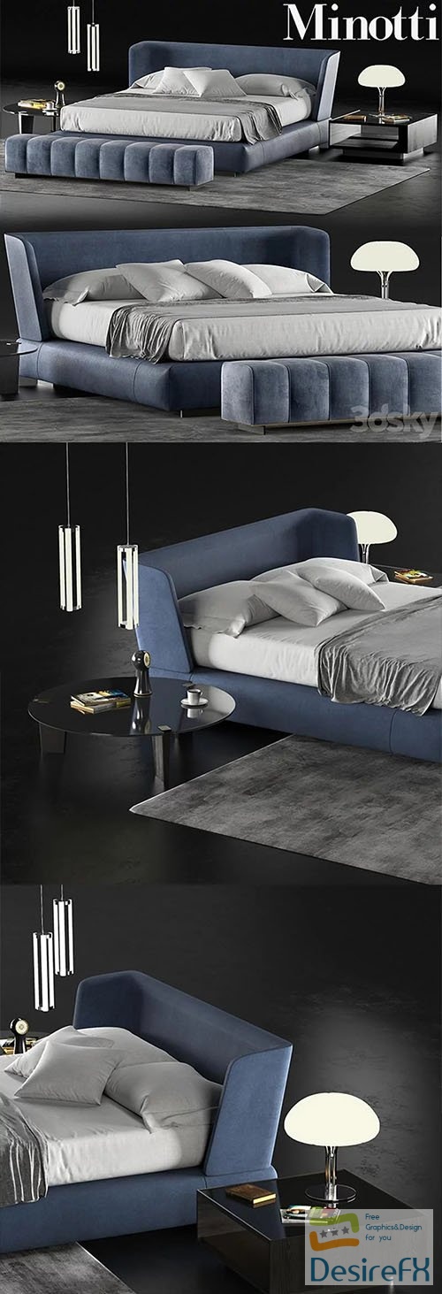 Minotti Creed Bed - 3d model