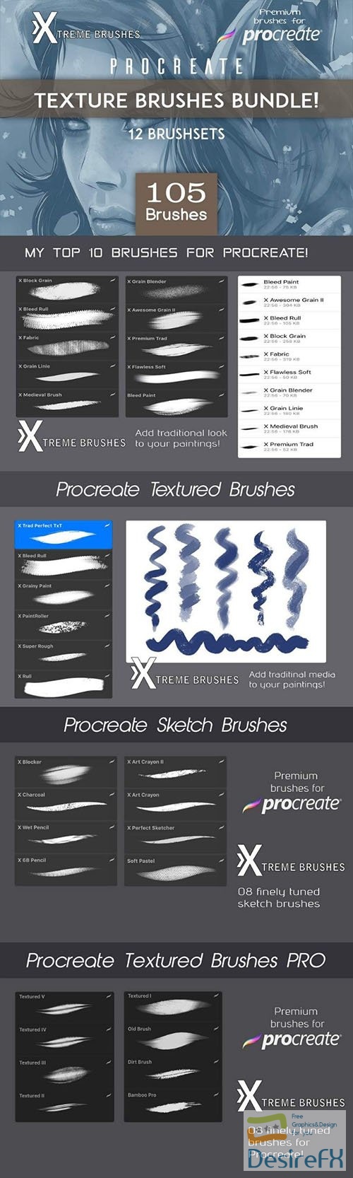Procreate Texture Brushes BUNDLE 3480564