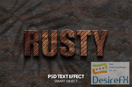 PSD the word rusty on a brown background