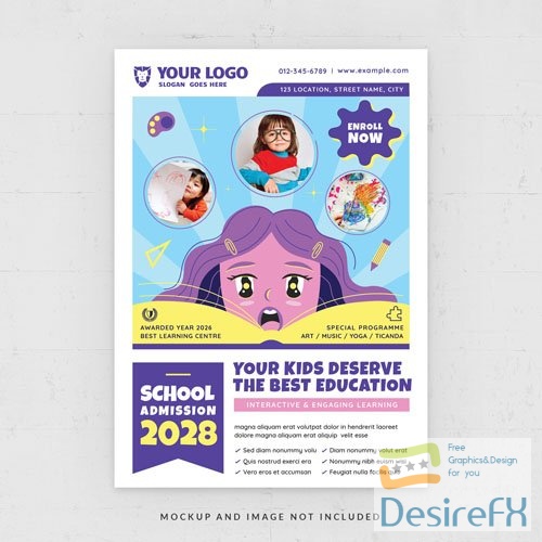 School admission education flyer template in psd
