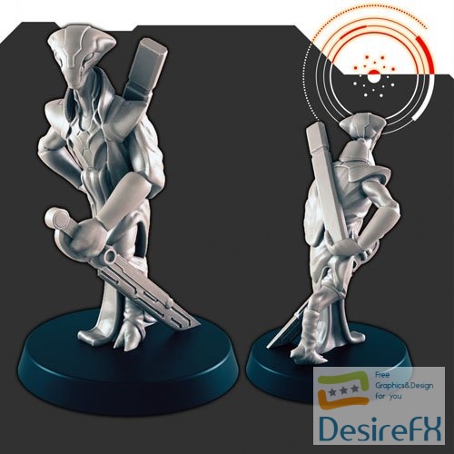 Sci-Fi Alien Delegation Oquiar Bodyguard 3D Print Model