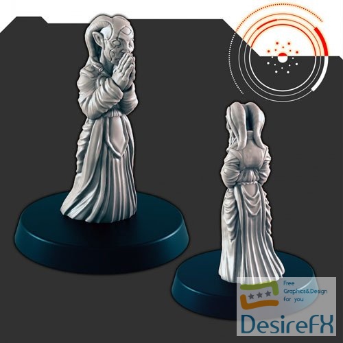 Sci-Fi Religious Alien Female Zealot 3D Print Model