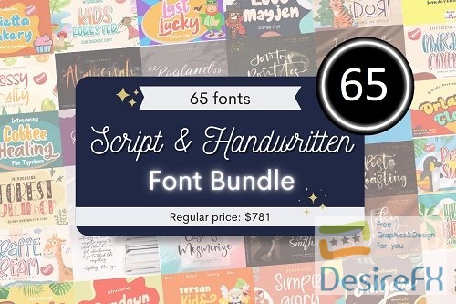 Script & Handwritten Fonts Bundle - 65 Premium Fonts
