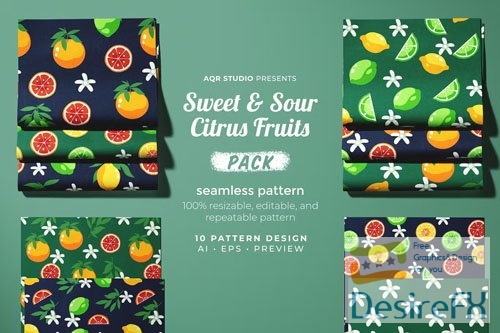 Sweet and Sour Citrus - Seamless Pattern