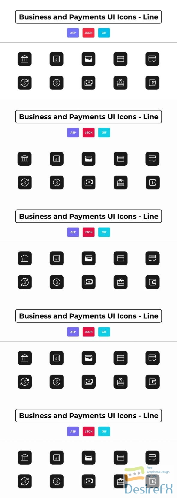 VideoHive Business and Payments UI Icons - Line 44836383