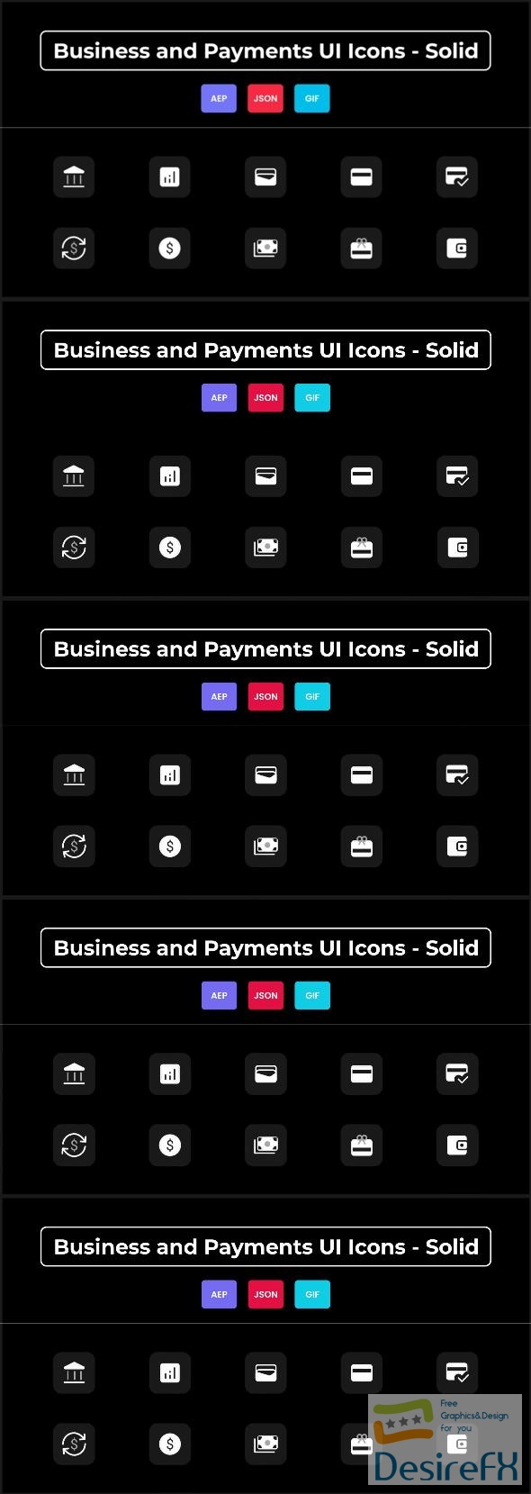 VideoHive Business and Payments UI Icons - Solid 44836397