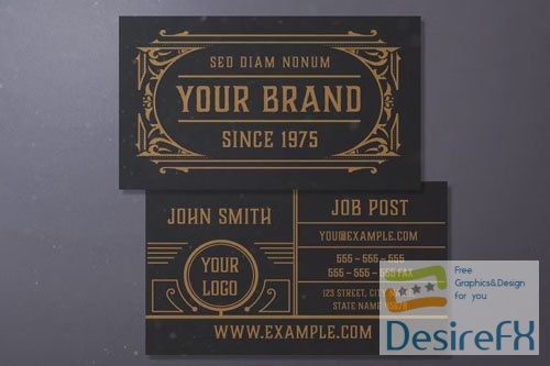 Vintage Business Card Layout with Ornaments vol 2