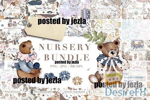 Watercolor Nursery Bundle - 20 Premium Graphics