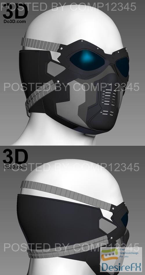 Winter Soldier Bucky Goggles Lens Glasses and Mask Mouth Cover Helmet TSB 3D Print