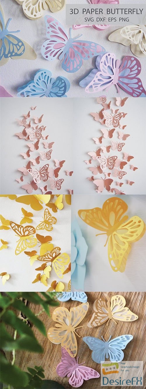 3D Butterfly design elements