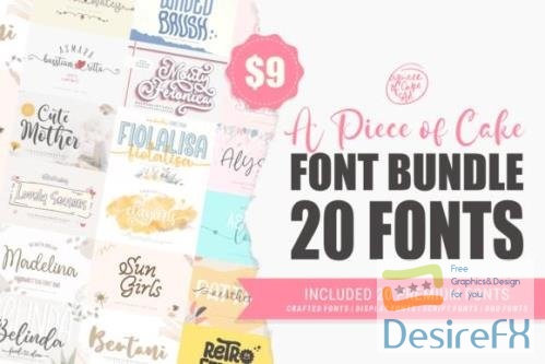 A Piece of Cake Font Bundle - 20 Premium Fonts