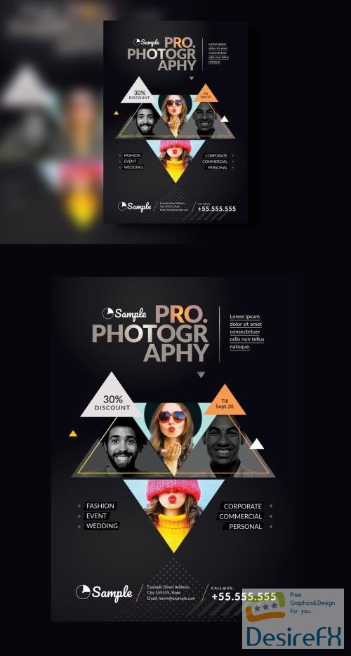 Adobestock - Black Portfolio Poster Layout with Triangle Masks 300712901