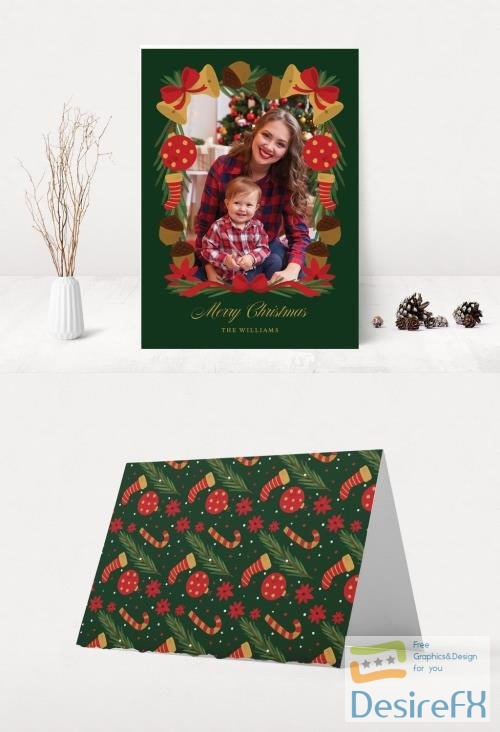 Adobestock - Christmas Photo Card Layout with Garlands 304198194