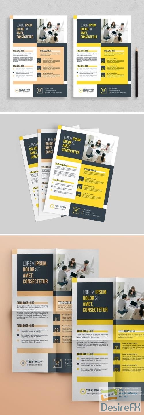 Adobestock - Flyer Layout with Colorblock Elements 313873087