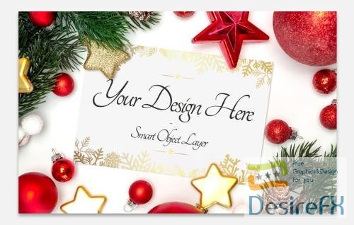 Adobestock - Holiday Card and Decorations Mockup 228345237