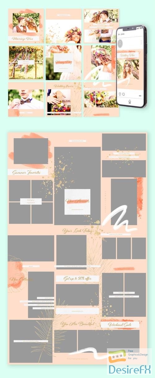Adobestock - Social Media Post Layouts Set with Golden Accents 277926120