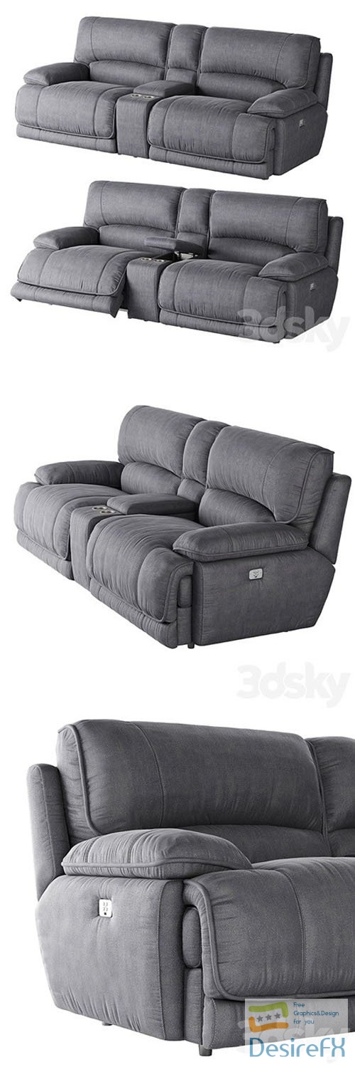 American Signature Furniture Mario 3-Piece Dual Power Reclining Sectional - 3d model