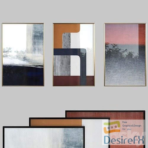 Canvas painting with frame 025 - 3d model